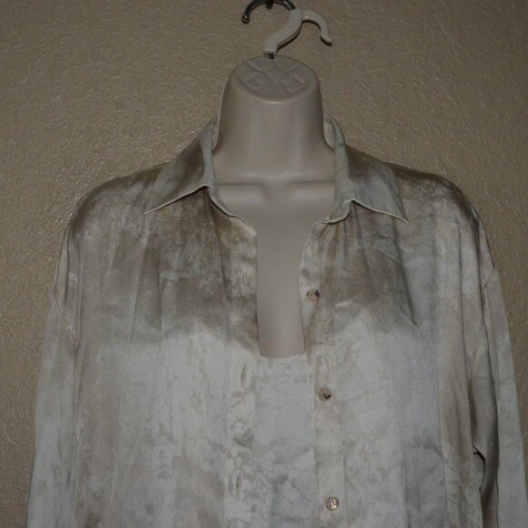 NWOT $957 Sz XS Avant Toi Marmo Effect Silk Long Sleeve Blouse w/ Camisole - Picture 4 of 9
